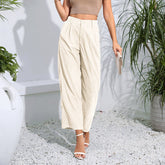 Schlichte, gerade Cord-Freizeithose mit hoher Taille